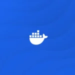 Logo Docker màu trắng trên nền xanh biểu trưng cho công nghệ container.