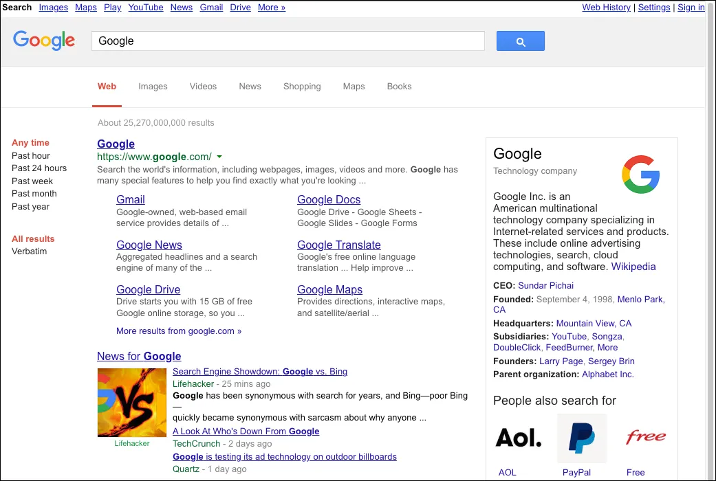 Logo Google mới ra mắt năm 2015 trên trang tìm kiếm với phong cách thiết kế phẳng hiện đại