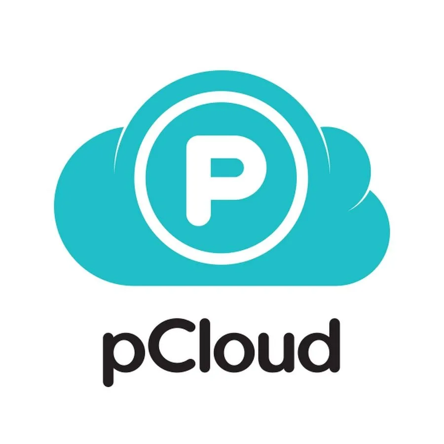 Logo pCloud màu xanh và trắng, biểu tượng cho dịch vụ lưu trữ và sao lưu đám mây.