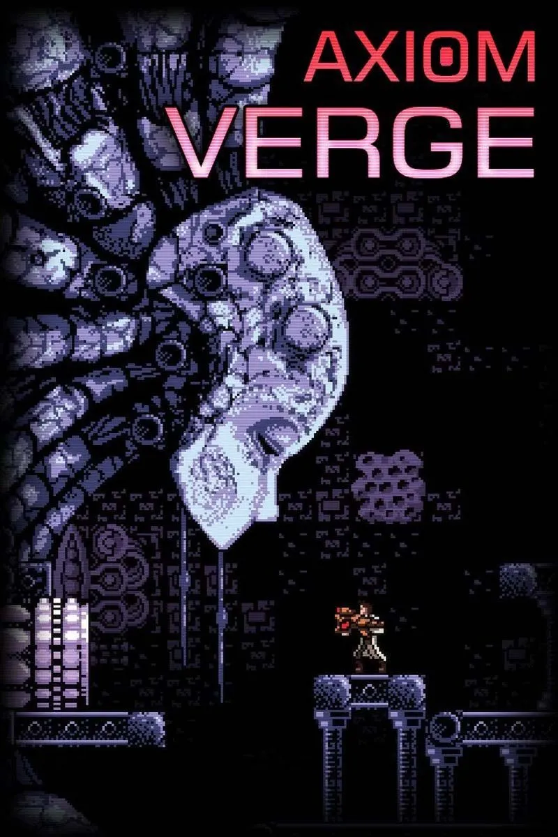 Lối chơi Axiom Verge với nhân vật chính trong bối cảnh khoa học viễn tưởng u ám, gợi nhớ game Metroid kinh điển.