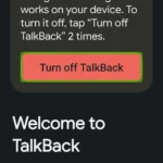 Màn hình chào mừng của TalkBack trên Android