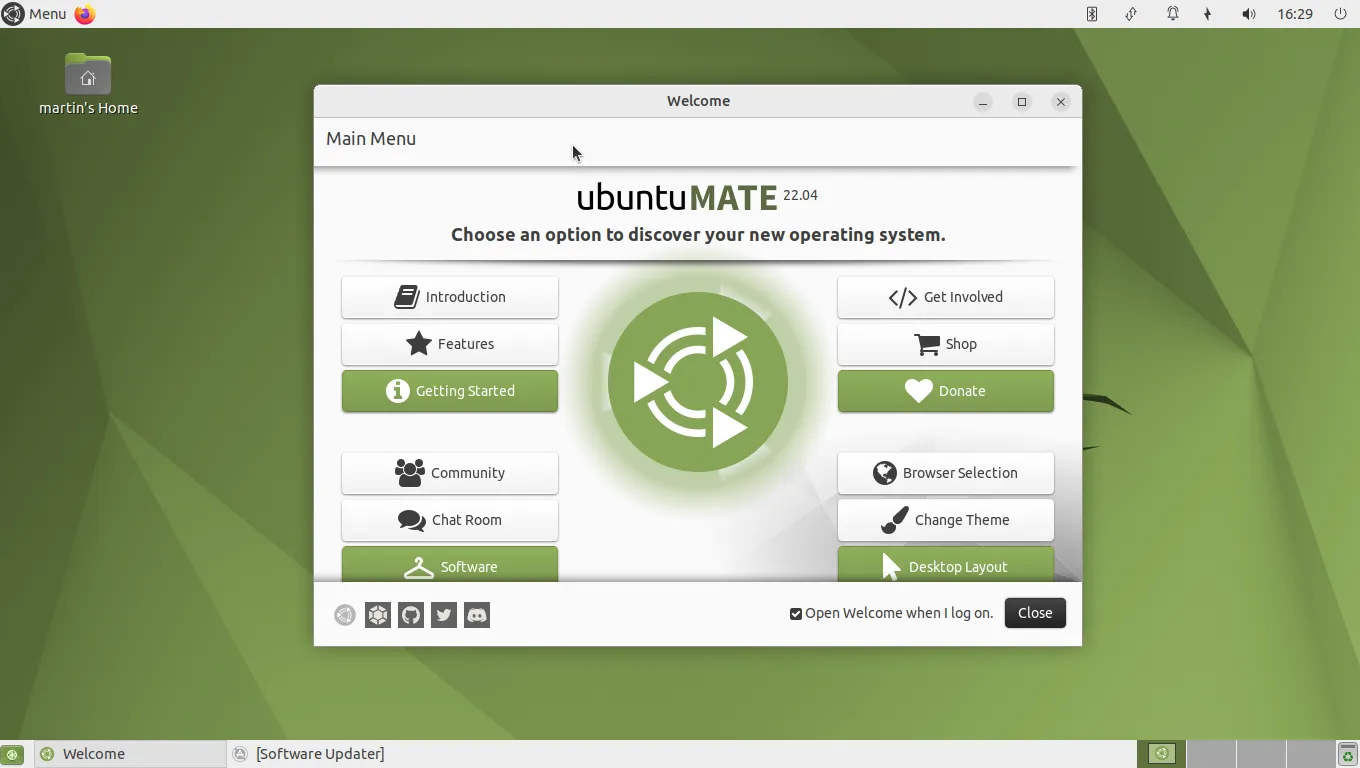 Màn hình desktop của Ubuntu MATE, một lựa chọn hệ điều hành nhẹ cho Raspberry Pi