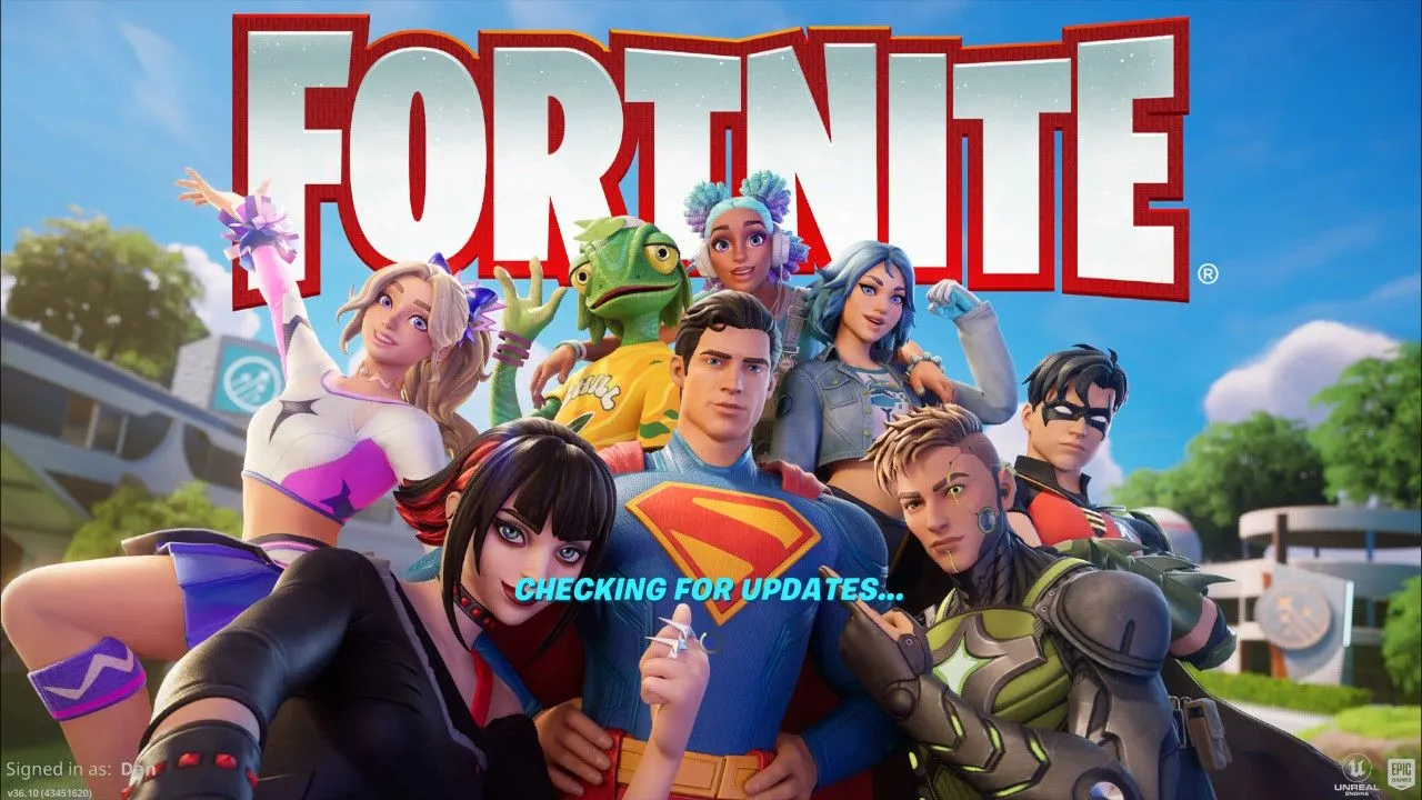 Màn hình Fortnite đang kiểm tra cập nhật