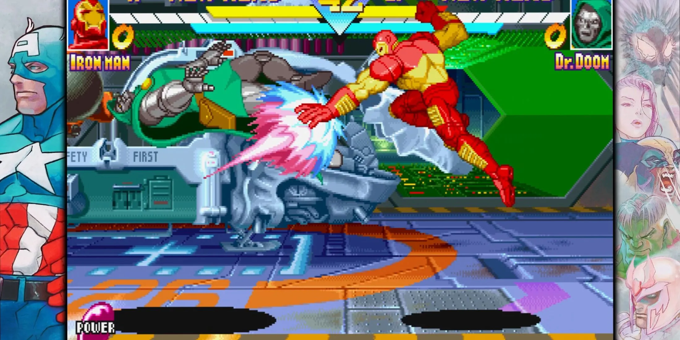 Màn hình gameplay của Marvel vs. Capcom: Fighting Collection Arcade Classics