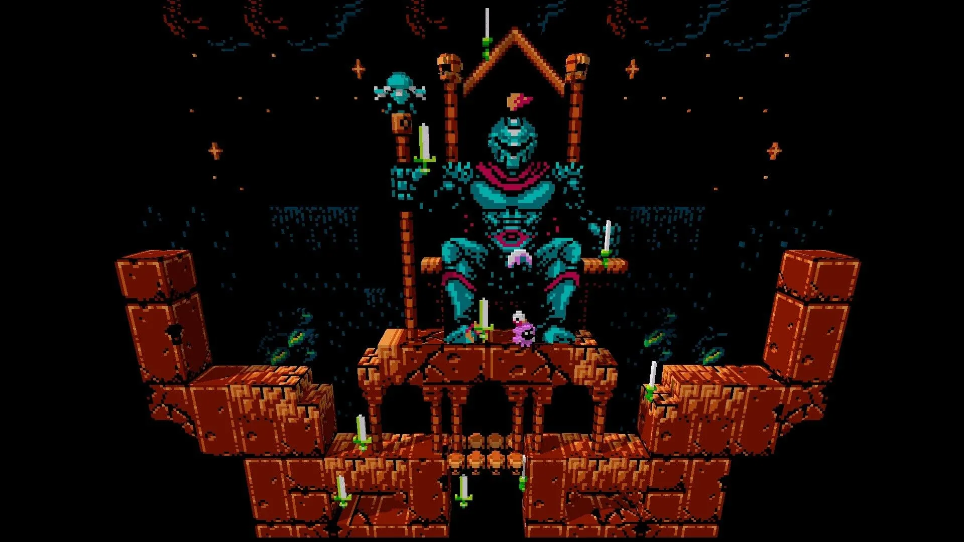 Màn hình trò chơi Metroid được giả lập 3D với góc nhìn nghiêng độc đáo, hiển thị các vật thể và nhân vật có chiều sâu.