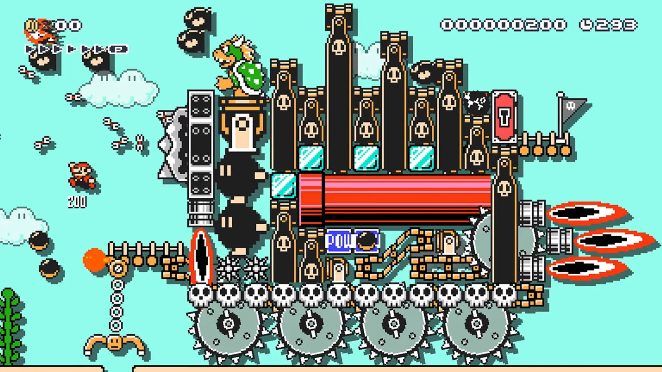 Mario và Bowser trong Super Mario Maker 2, tái hiện lối chơi platformer kinh điển.
