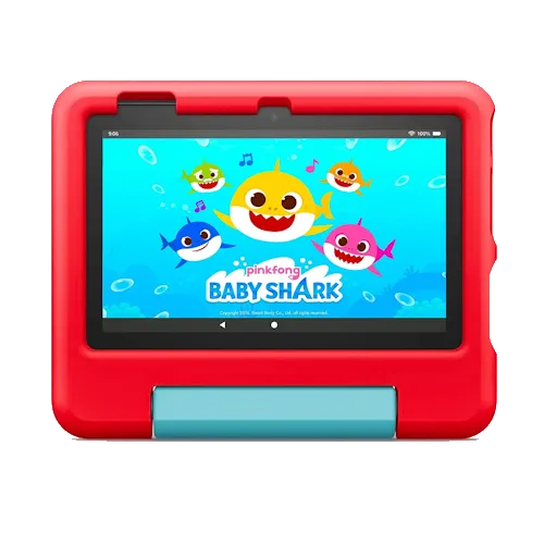 Máy tính bảng Amazon Fire 7 Kids màu xanh với vỏ bảo vệ dành cho trẻ em