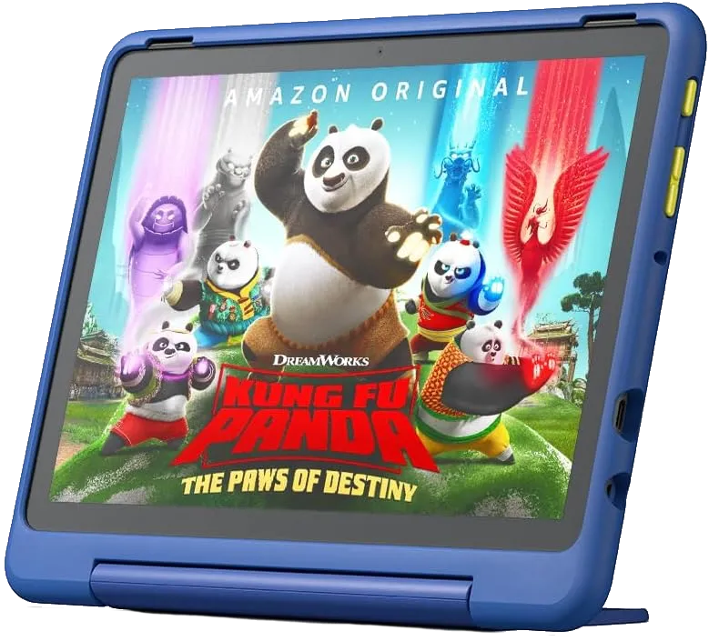 Máy tính bảng Amazon Fire HD 10 Kids Pro màu xanh dương với ốp bảo vệ chắc chắn