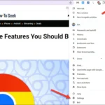 Menu cài đặt Chrome với tùy chọn "Settings".
