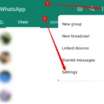 Menu cài đặt WhatsApp trên Android với biểu tượng ba chấm được chọn