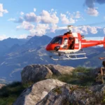 Một ảnh chụp màn hình từ trò chơi Microsoft Flight Simulator 2024 hiển thị đồ họa chân thực của máy bay và cảnh quan