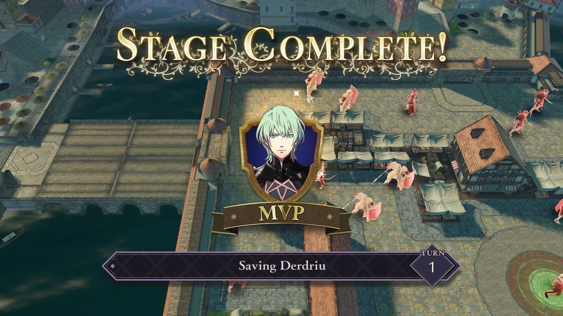 Một bản đồ được hoàn thành trong một lượt chơi trong Fire Emblem: Three Houses, thể hiện yếu tố chiến thuật.