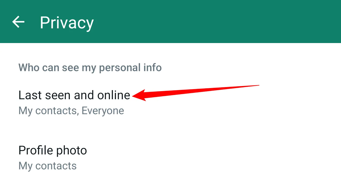 Mục Lần cuối nhìn thấy &amp; Trạng thái trực tuyến (Last Seen and Online) trong cài đặt quyền riêng tư WhatsApp