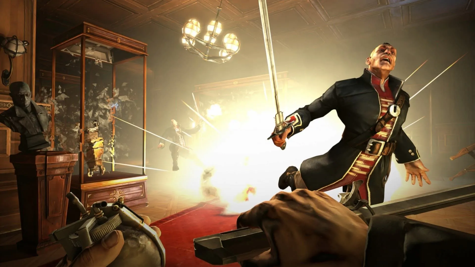 Người chơi Dishonored quan sát kẻ thù bị hạ gục