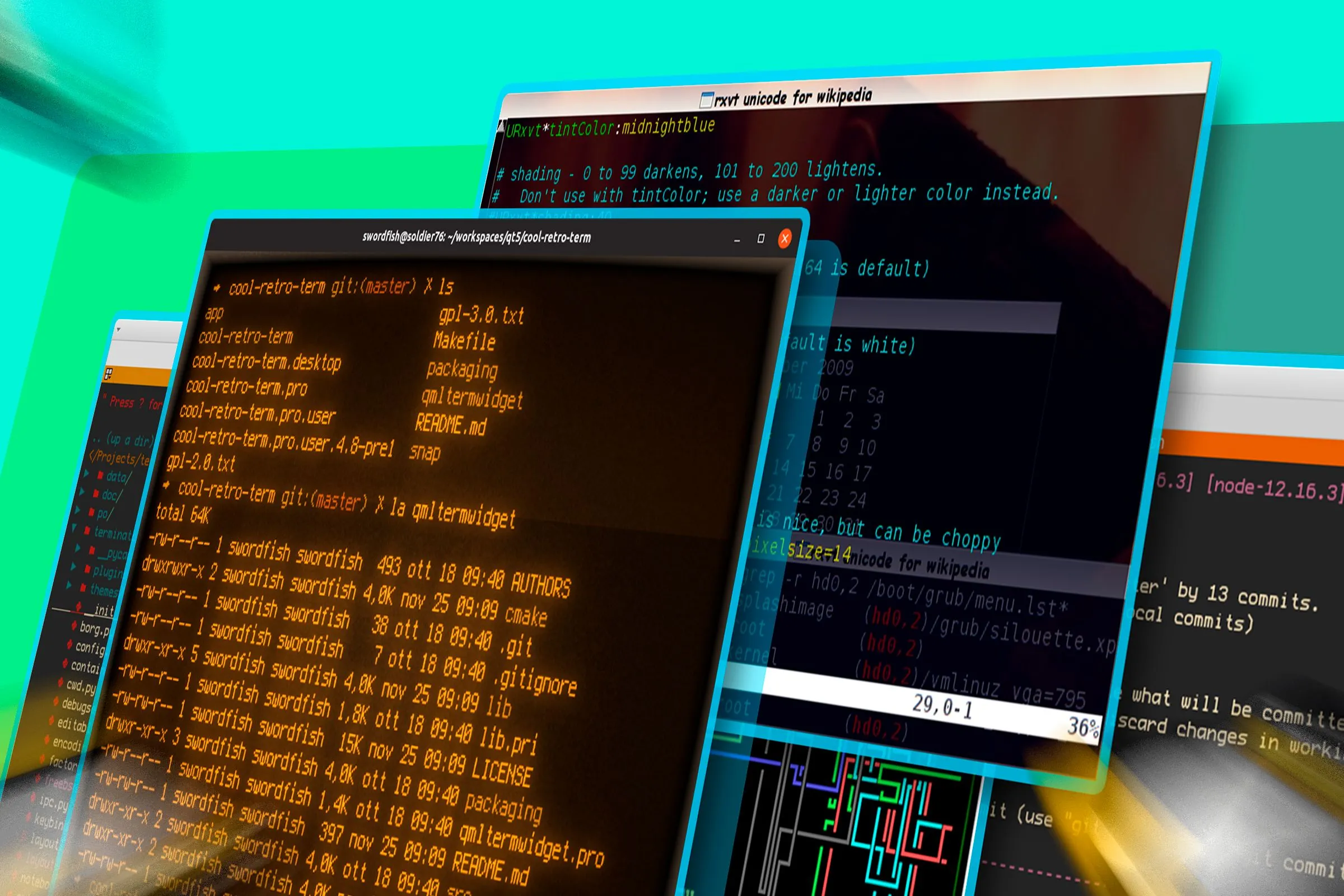 Nhiều cửa sổ terminal Linux đang mở, tượng trưng cho việc khắc phục sự cố và gỡ lỗi hệ thống.
