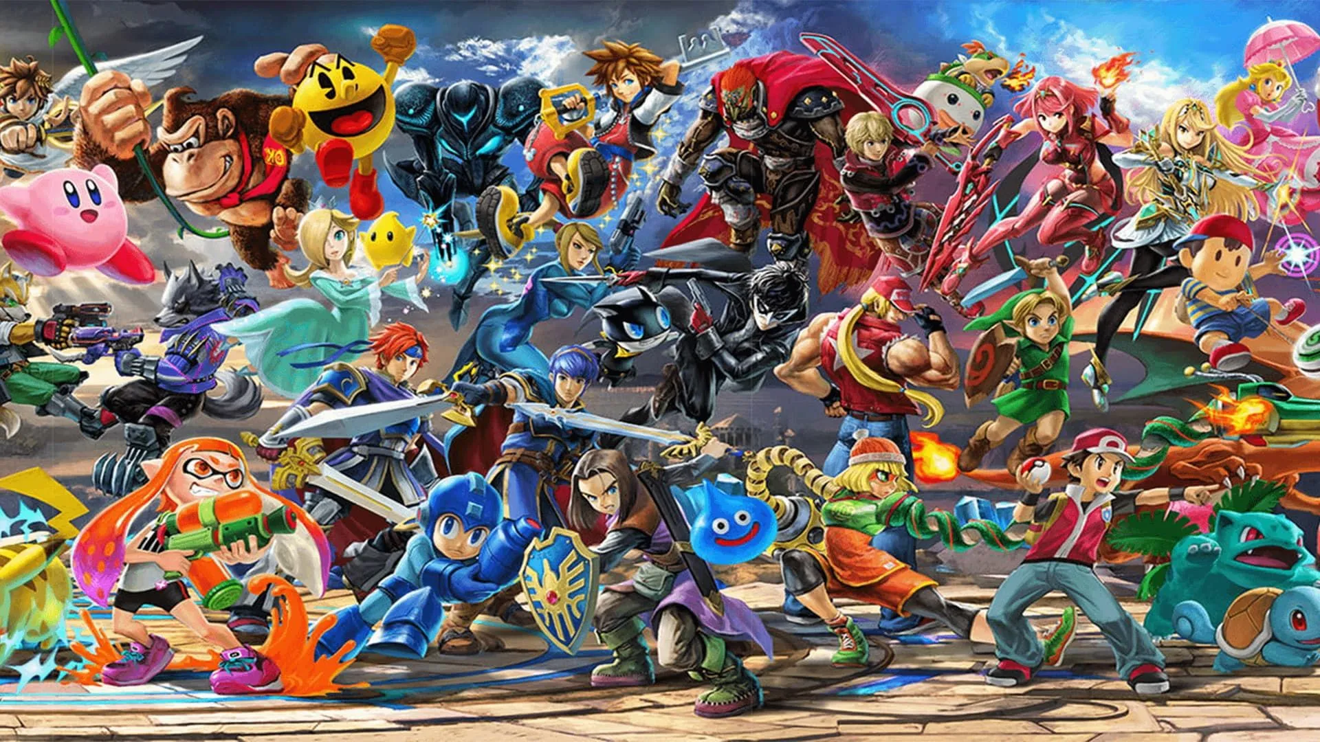 Nhiều nhân vật trong Super Smash Bros. Ultimate xuất hiện trên banner game