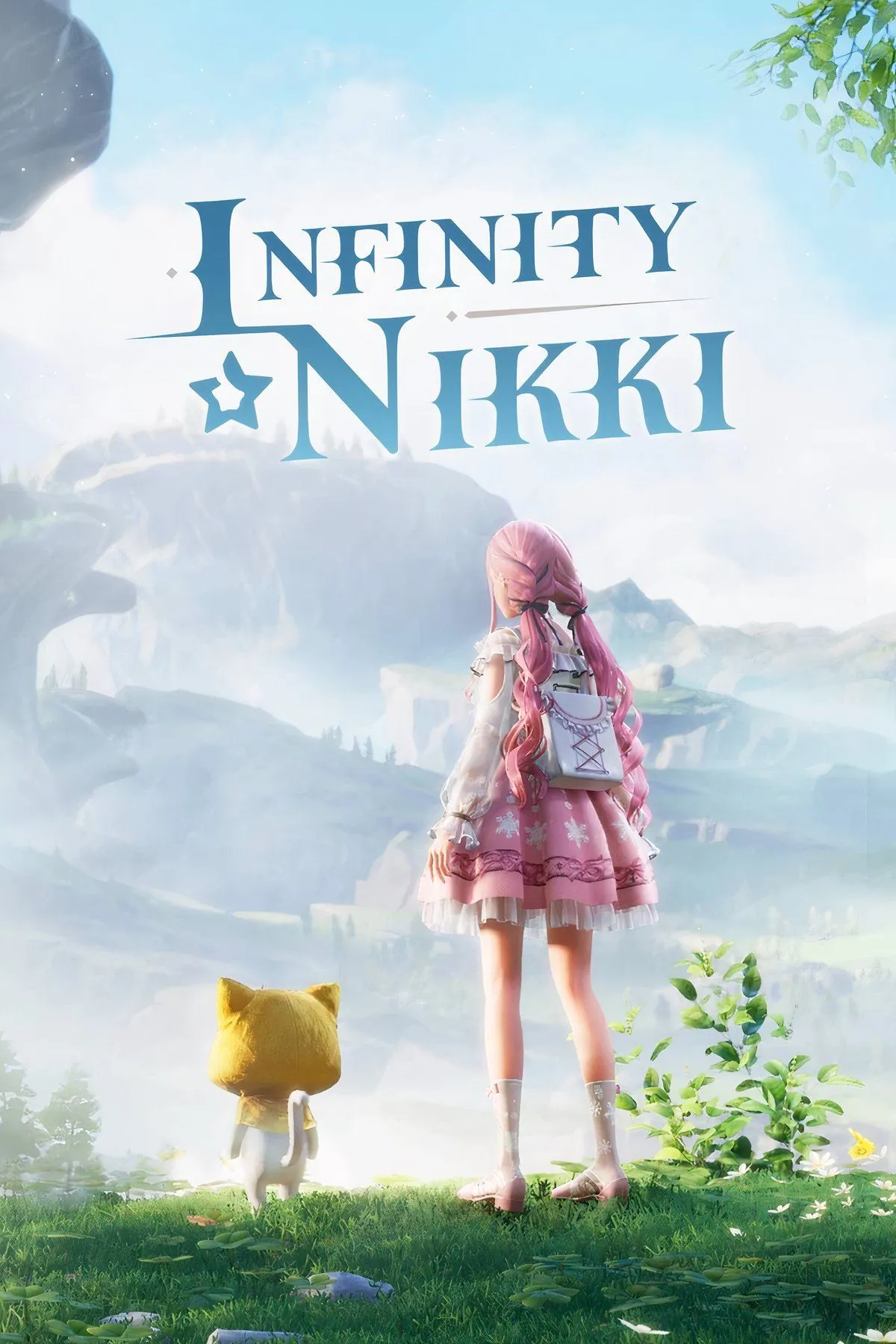 Nikki với trang phục lộng lẫy đang đứng trong khung cảnh tráng lệ của Miraland trong game Infinity Nikki