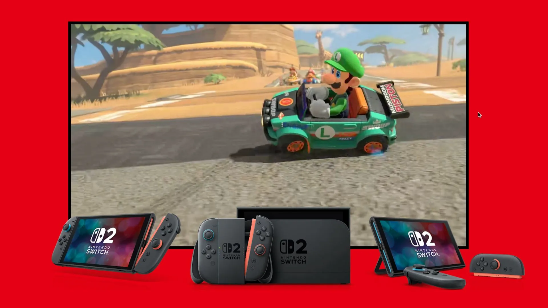 Nintendo Switch 2 hiển thị game Mario Kart World trên màn hình.