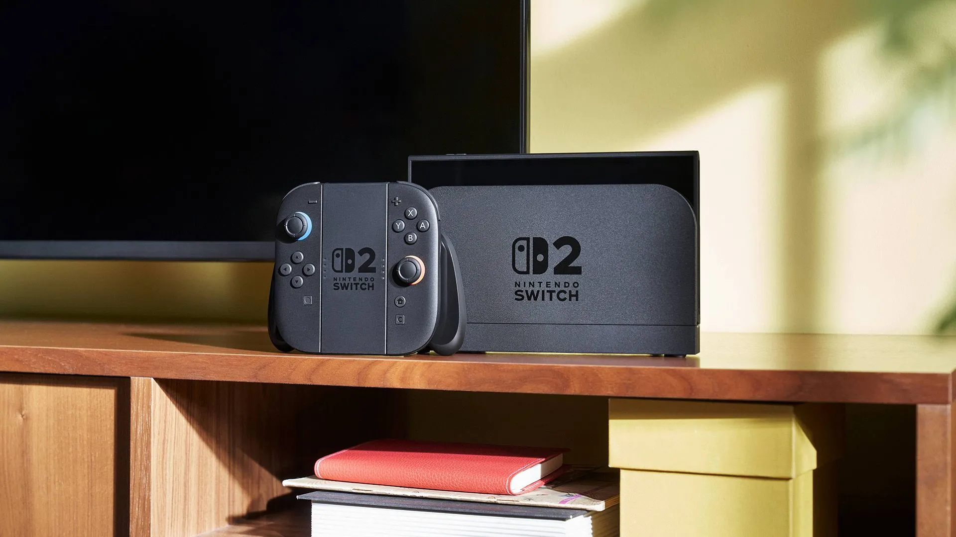 Nintendo Switch 2 với Joy-Cons ở chế độ docked, kết nối với TV.