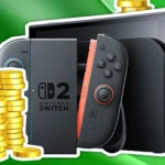 Nintendo Switch với tiền vàng.