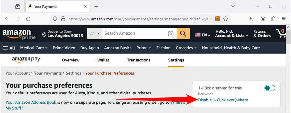 Nút &quot;Vô hiệu hóa 1-Click mọi nơi&quot; để tắt tính năng mua hàng nhanh trên toàn bộ thiết bị