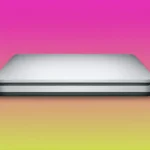 Ổ đĩa quang ngoài Apple USB SuperDrive trên nền chuyển màu.