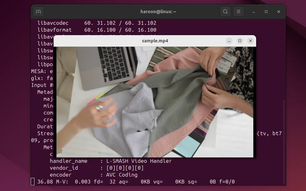 Phát video trong terminal bằng ffplay