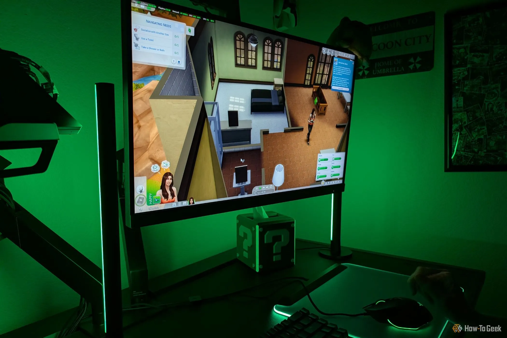 Razer Aether Light Bars hiển thị ánh sáng phù hợp tâm trạng nhân vật trong game Sims 4