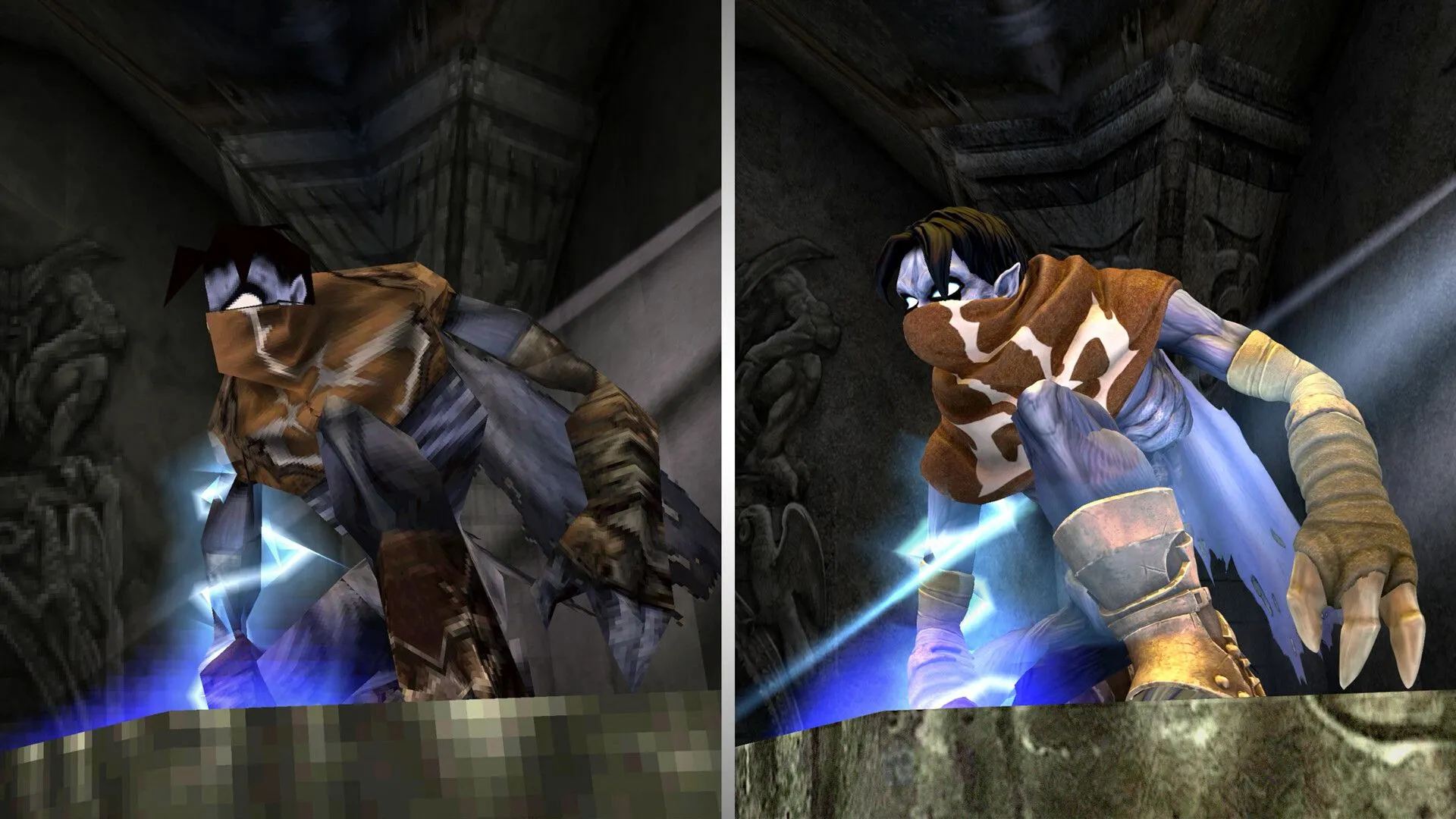 So sánh đồ họa giữa phiên bản PlayStation 1 và phiên bản Remastered của game The Legacy of Kain: Soul Reaver