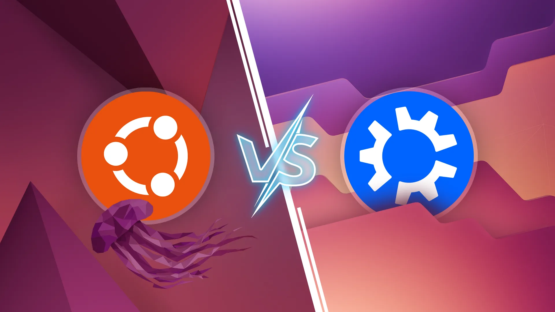 So sánh giao diện người dùng mặc định của Ubuntu (GNOME) và Kubuntu (KDE Plasma) trên Linux.
