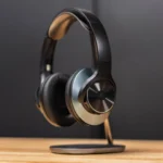 Tai nghe chống ồn OneOdio A10 Hybrid Active trên giá đỡ, thể hiện khả năng giảm tiếng ồn khi di chuyển.