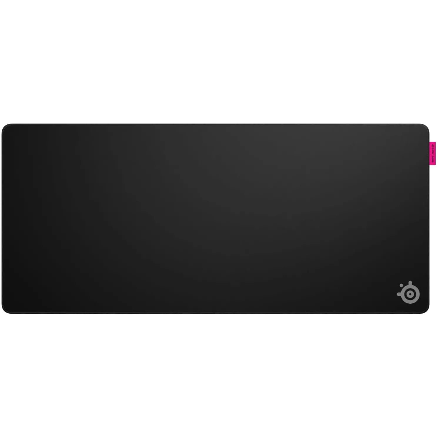 Tấm lót chuột chơi game SteelSeries QcK XL màu đen trên bàn làm việc.