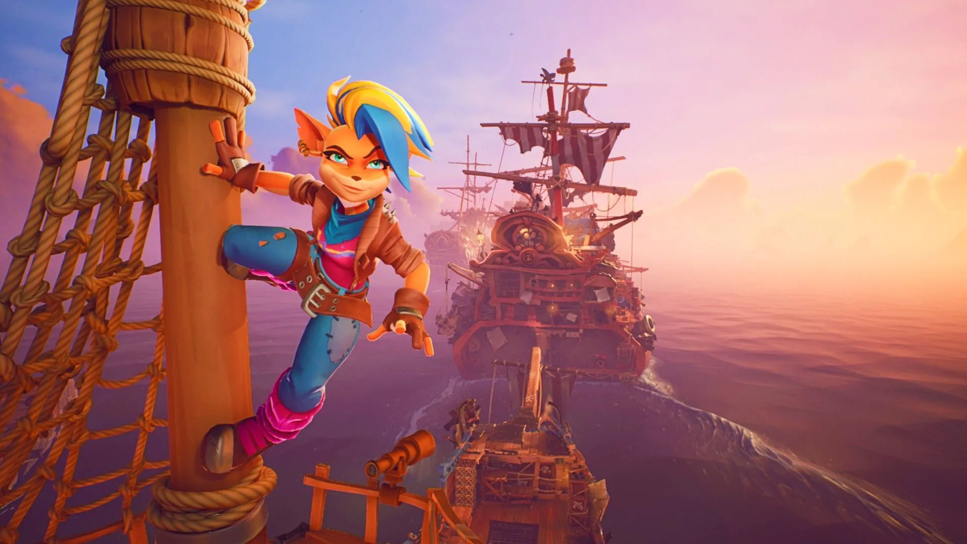 Tawna từ Crash Bandicoot trên một con tàu, hình ảnh nhân vật biến mất bí ẩn.