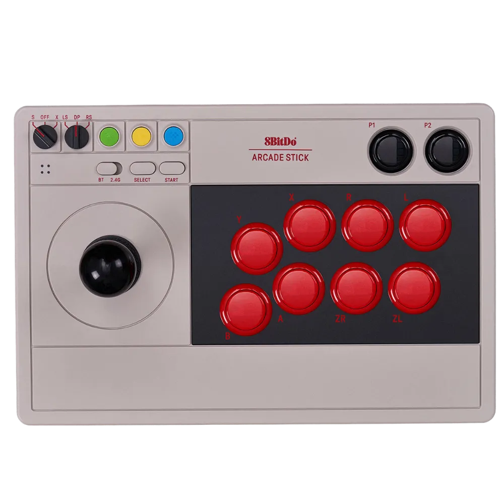 Tay cầm chơi game dạng arcade stick 8Bitdo dành cho Nintendo Switch và PC, phù hợp cho người hâm mộ game đối kháng.