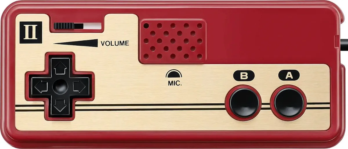 Tay cầm thứ hai (Controller II) của Famicom tích hợp micro, một tính năng độc đáo cho game thủ.