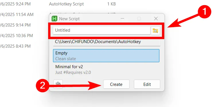 Tên file script AHK mới trên Windows