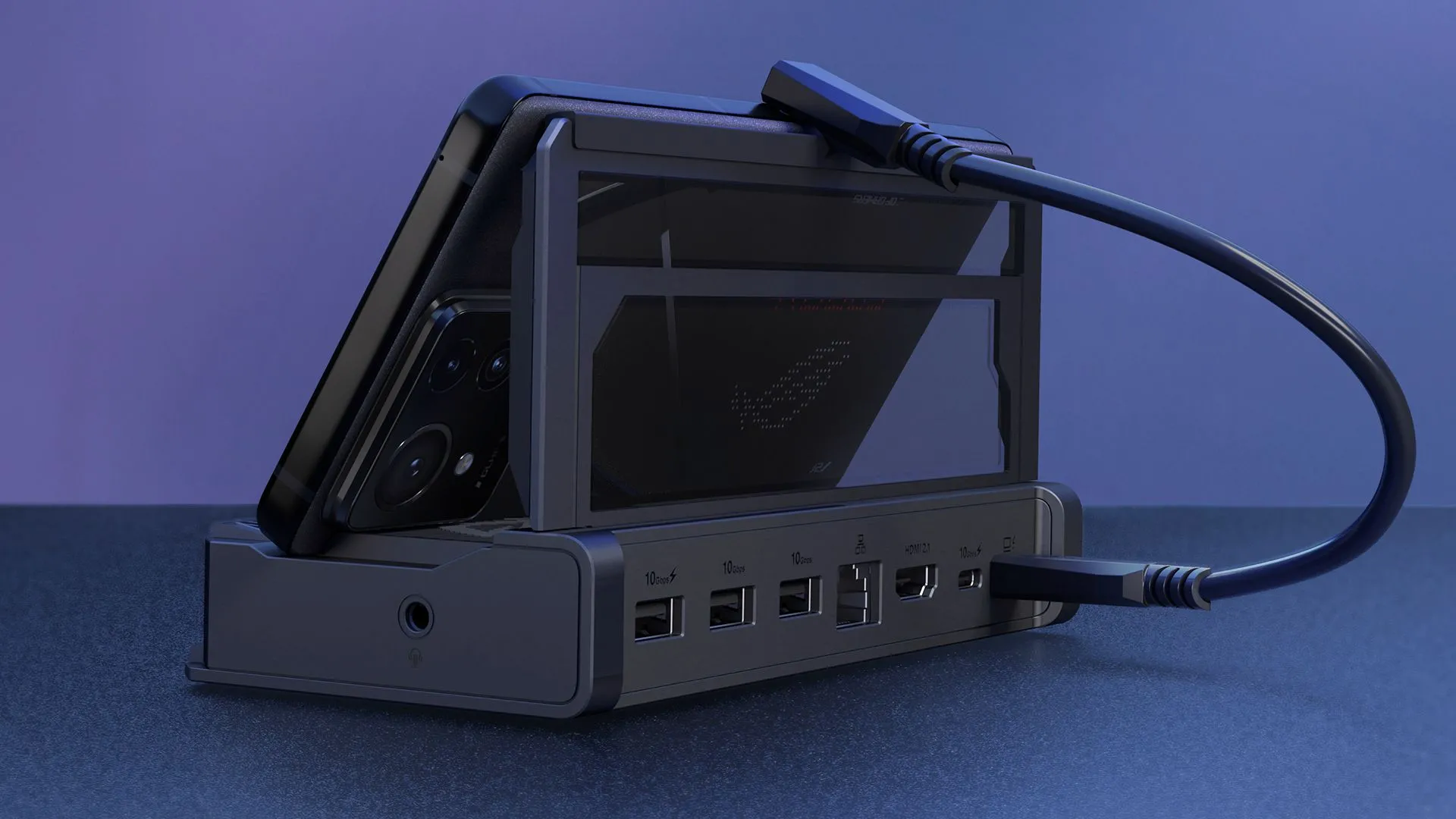 Thiết kế cao cấp và các cổng kết nối của đế sạc ROG Bulwark Dock