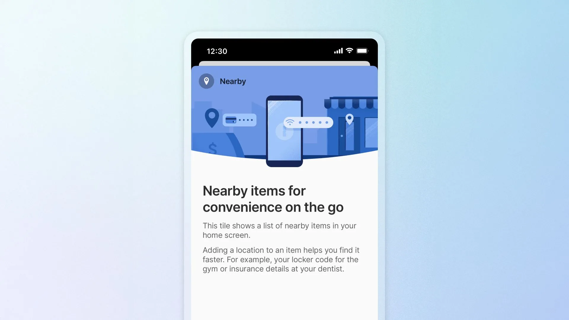 Tính năng Nearby Items của 1Password trên giao diện ứng dụng