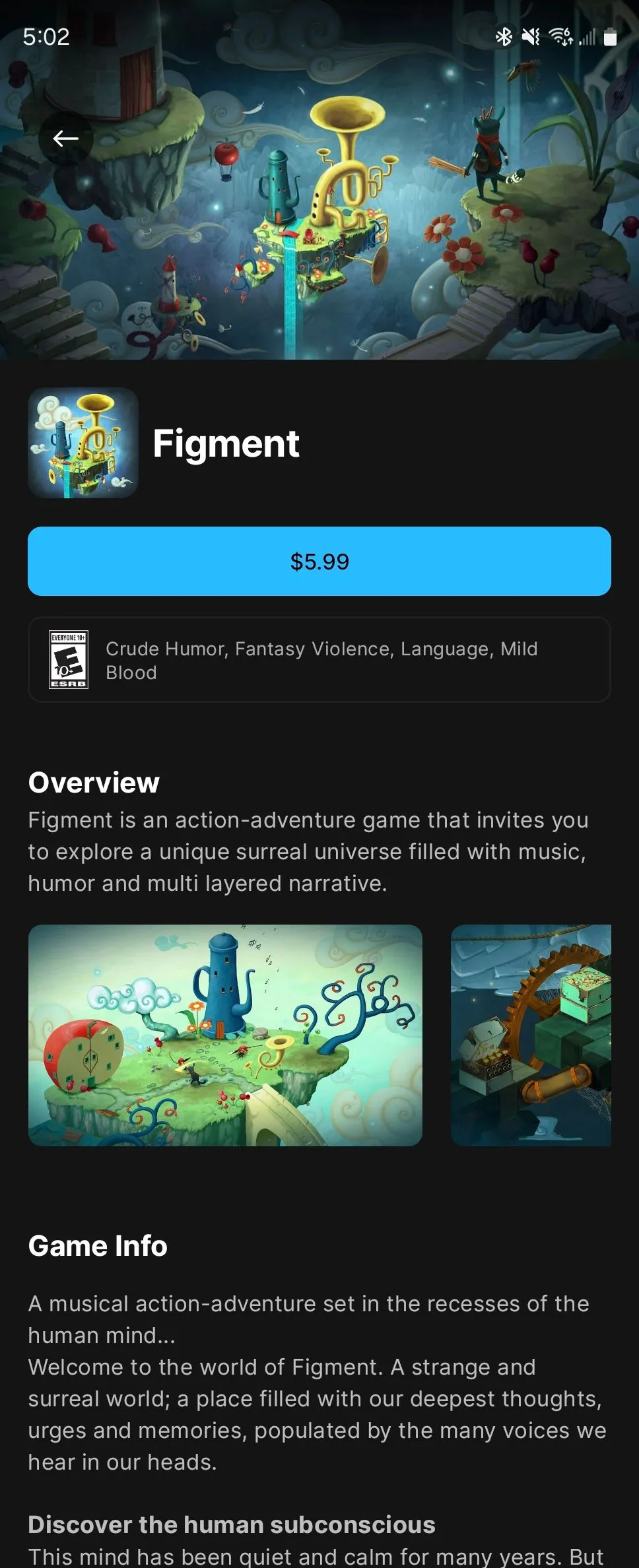 Tựa game Figment trên Epic Games Store cho Android.