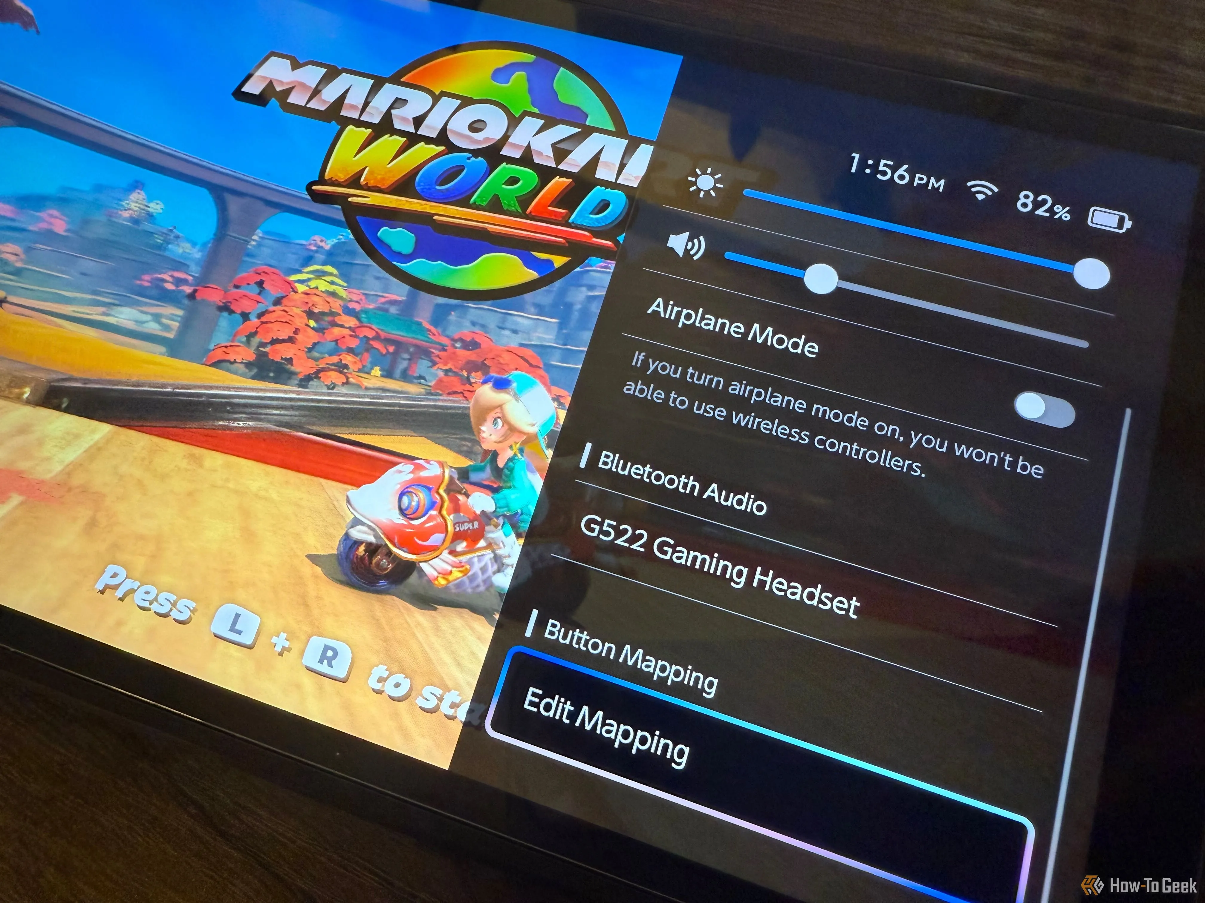 Tùy chọn ánh xạ nút trong thanh cài đặt nhanh của Nintendo Switch 2.