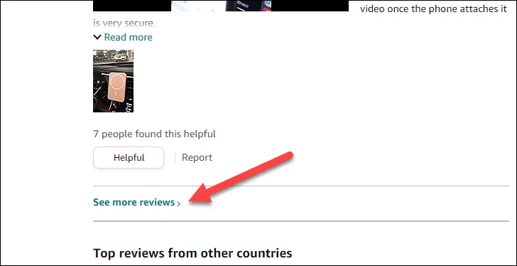 Tùy chọn &quot;See More Reviews&quot; ở cuối trang đánh giá Amazon
