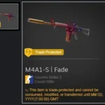 Vật phẩm M4A1-S Fade trong Counter-Strike 2 hiển thị biểu tượng "Đã bảo vệ giao dịch" trong 7 ngày trên Steam
