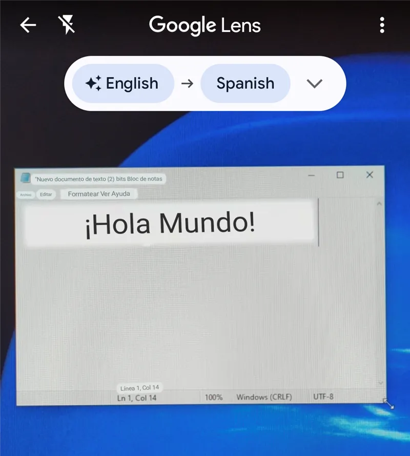 Ví dụ bản dịch trực tiếp từ camera Google Dịch